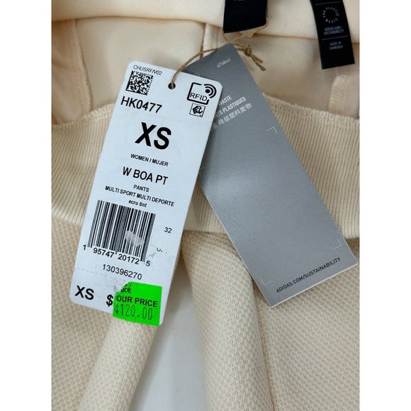 Adidas Badge of Sport Wide Leg Women’s Waffle Sweatpants XS Ecru HK0477 Logo - Picture 5 of 15